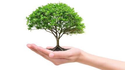 Fototapeta na wymiar Human hand is holding a small tree