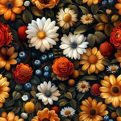 Vibrant Flora on Richly Embellished Background