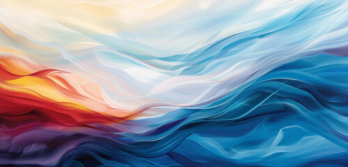 Tranquil waves of color flowing gracefully across the canvas, forming a serene and peaceful...