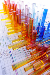 A colorful graph with many different colored tubes and numbers