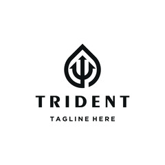 Trident Spear with Water Drops for Business Brand Inspiration Logo Design