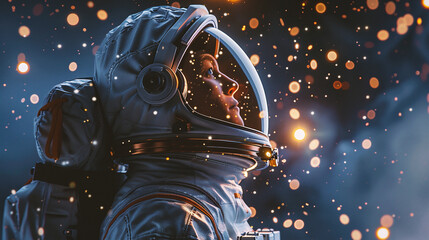 Astronaut in outer space. Science fiction. 