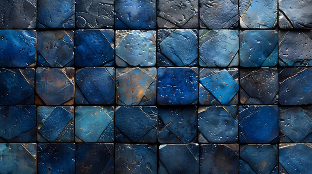 Canvas Artwork of Indigo-Cobalt Symmetrical PCV Tiles