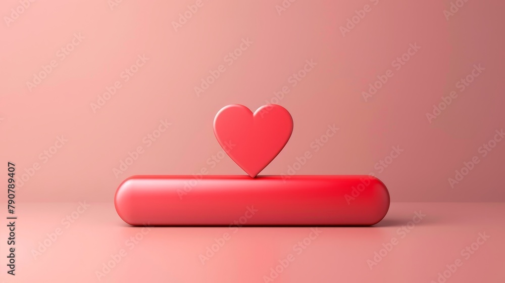 Poster A 3D blank search bar with a heart icon for Valentine's Day.