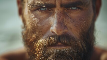 Obraz premium Bearded Man in Deep Contemplation, generative ai