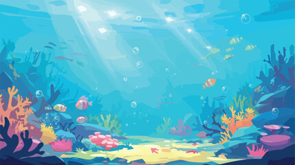 Fototapeta na wymiar Cartoon sea bottom background for game design. Unde