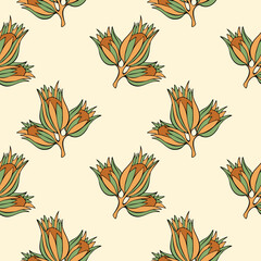 Obraz premium Pattern with ripe nuts, stylized contour of hazelnuts, hand drawn doodle sketch . Vector illustration