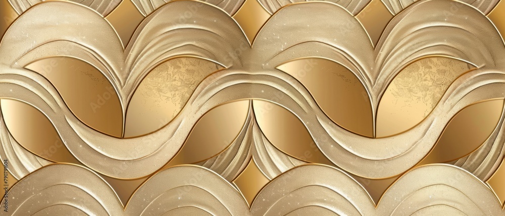 Poster seamless japanese surface pattern in gold geometric graphic modern format.