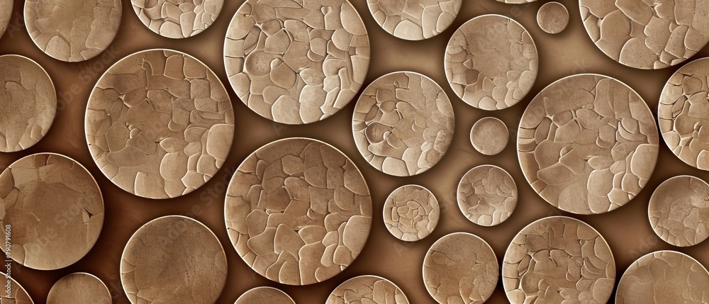 Poster modern japanese circle pattern. background with brown dots.