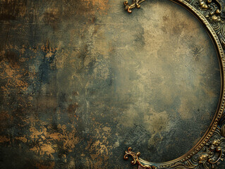 Baroque-style empty magical mirror frame on a grungy wall. - obrazy, fototapety, plakaty