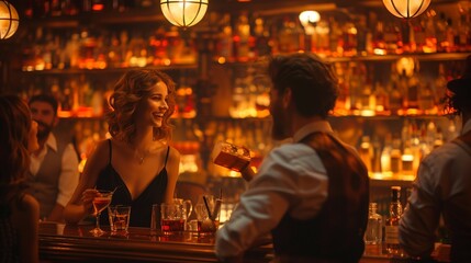 Fototapeta premium Roaring Twenties Speakeasy Soiree, generative ai