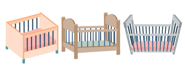 Cute baby crib clipart.
