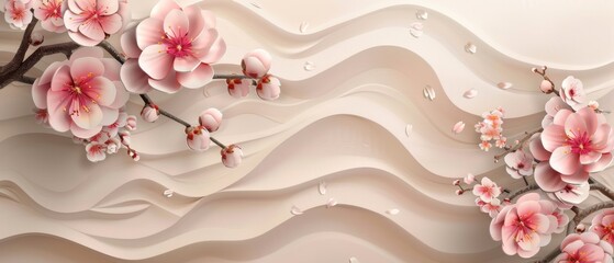 Pattern background with cherry blossoms. Geometric template. Abstract background.