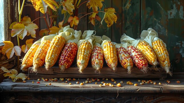 Golden Harvest: Corn on the Cob Display, generative ai