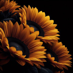 Sunflowers on a dark background. - 790793429