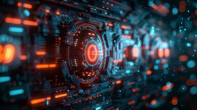 Cyber security digital lock interface, encryption visual
