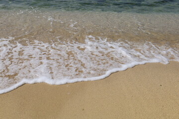 view of beautiful tropical beach and sea in sunny day. Beach sea copy space for text