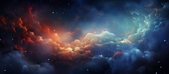 Dark blue and orange nebula with stars