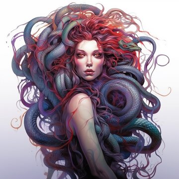 Illustration of Medusa on a White Background