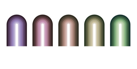Set of colorful rainbow arches on white background, vector illustration in flat style
