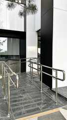 Ramp entrance to the building. Modern architecture, ergonomics