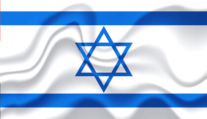 Israel national flag in the wind illustration image