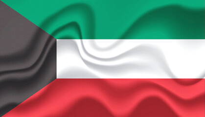 Kuwait national flag in the wind illustration image