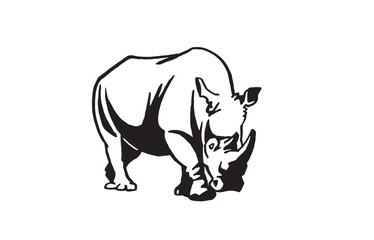Graphical rhino isolated on white background, vector illustration