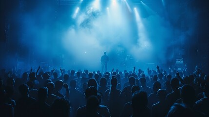 Energetic Crowd at Concert with Emotional Lead Singer, generative ai