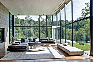modern interior design living room mockup sofa table couch windows furniture