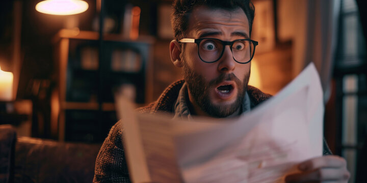 Ein sichtlich erschrockener Mann liest einen Brief.