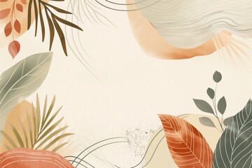 Abstract botanic illustration in earthy tones