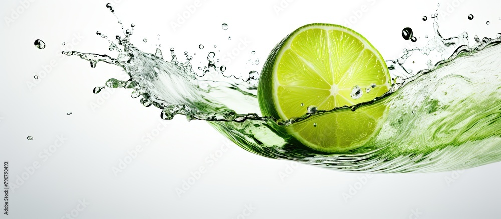 Poster a lime getting splashed with water
