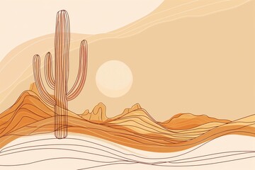 Desert landscape with terracotta cactus