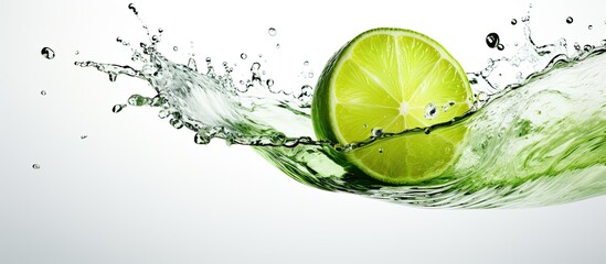 A lime getting splashed with water