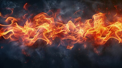 Fiery Flames Illuminate a Dark Background, Infusing the Projects with Dramatic Energy. - obrazy, fototapety, plakaty