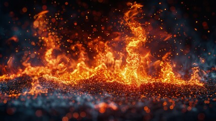 Vibrant Flames Dance Against a Dramatic Black Canvas, Adding Energy to Your Projects.