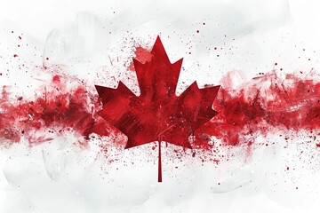 Canada wave flag, fine powder and paint exploding on a white background
