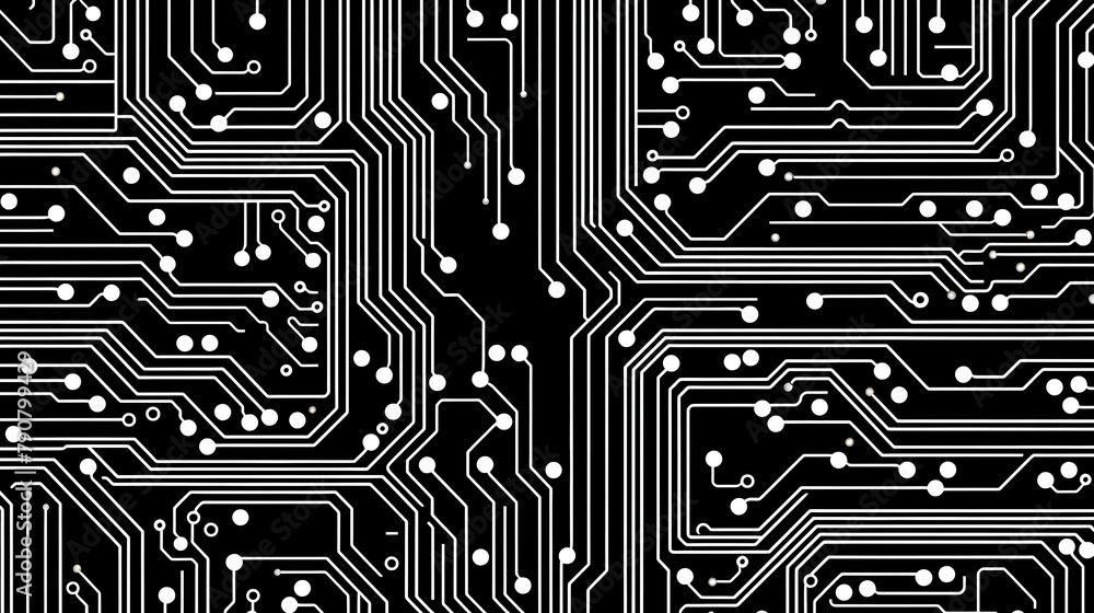 Fototapete digital technology black and white abstract geometric circuit graphic poster web page ppt background
