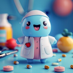 Cute medicine in 3D cartoon style, minimalistic medical background, clear and engaging visuals -ar 9:16 -v 6