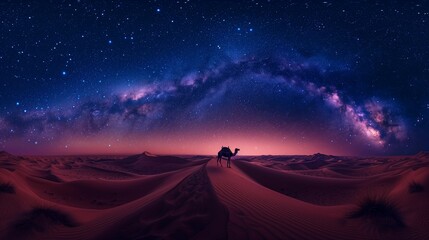 Starry Night Over Sand Dunes, generative ai - obrazy, fototapety, plakaty