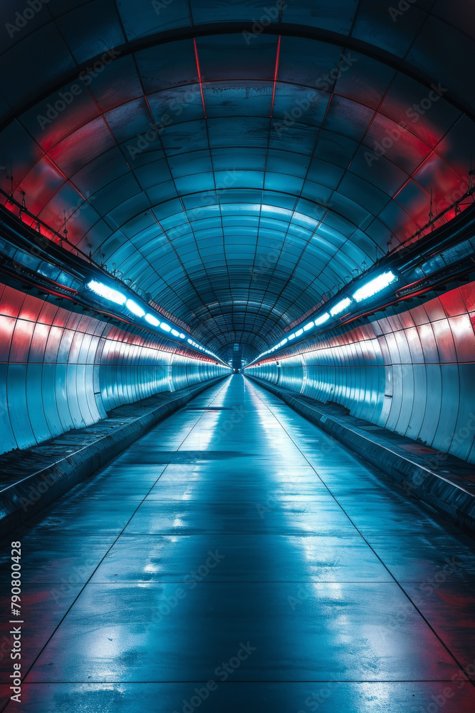 Poster a modern and minimalist underground tunnel with plenty of space for customizable design mockups.