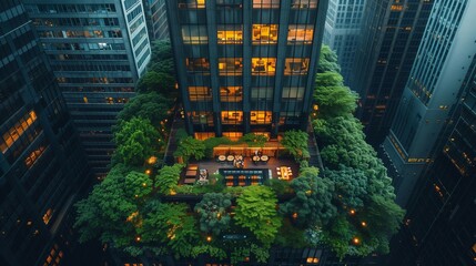 Fototapeta premium Urban Oasis: Rooftop Terrace BBQ, generative ai