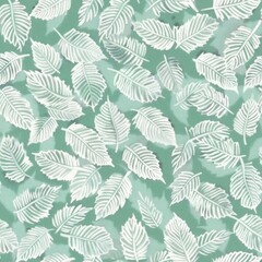 Seamless Mint Green Tropical Leaf Pattern Background