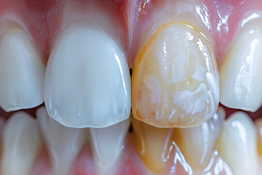 Close-Up of Tooth Decay and Dental Plaque
