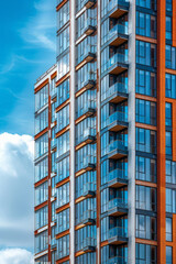 Modern high-rise tower block building in urban setting