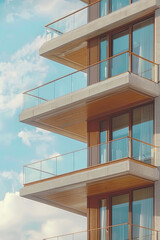 Fototapeta premium Photograph of a modern high rise tower block building, showcasing contemporary urban architecture and design.