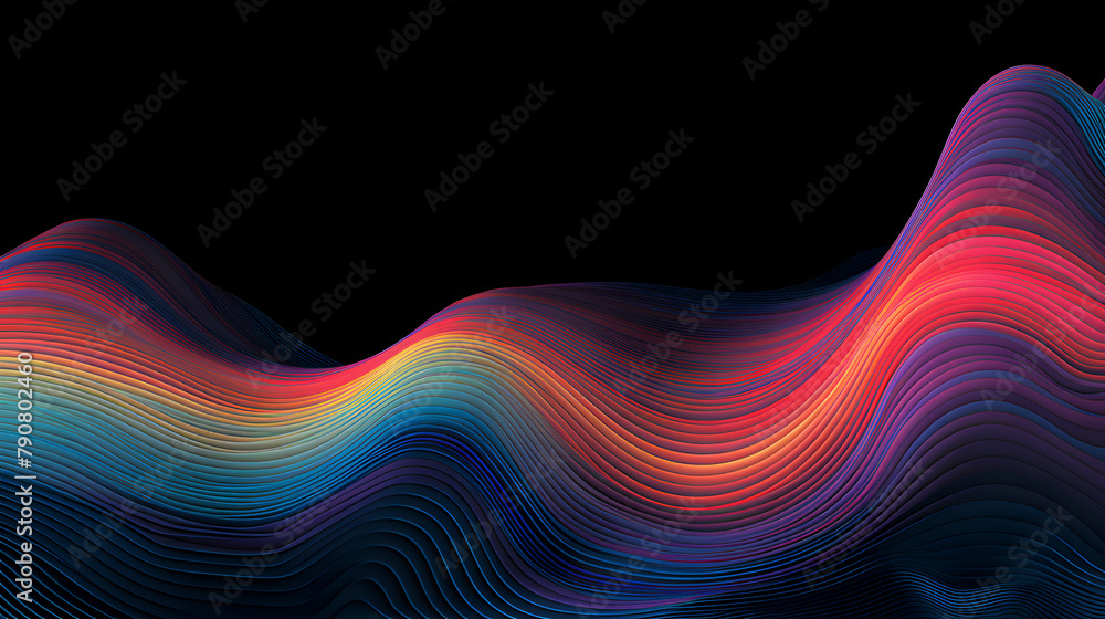 Wall mural digital technology colorful abstract wave curve poster web page ppt background