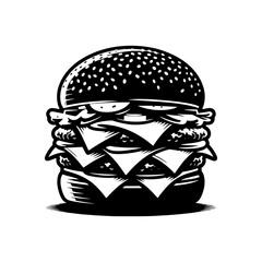 Cheeseburger Silhouette Element for Design Projects, Cheese Burger Vector Clipart