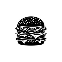 Silhouette of Tasty Cheeseburger, Cheeseburger Vector Illustration
